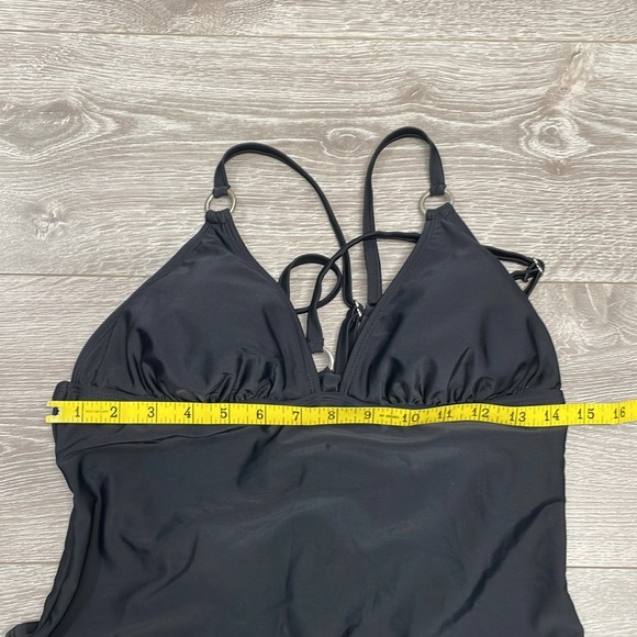 NWT Adore Me One Piece Swimsuit Black Strappy Silver Metal Ring Style #ADM54 L - Picture 11 of 14